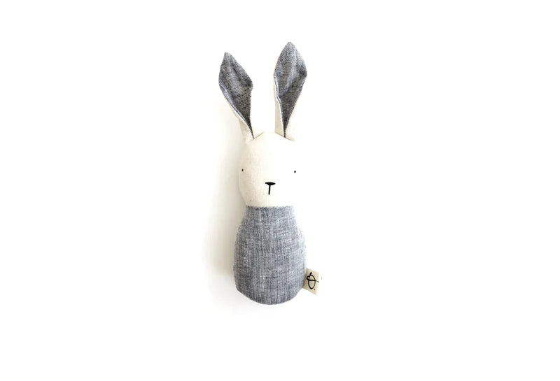 Hochet lapin deux tons unis chambray bleu
