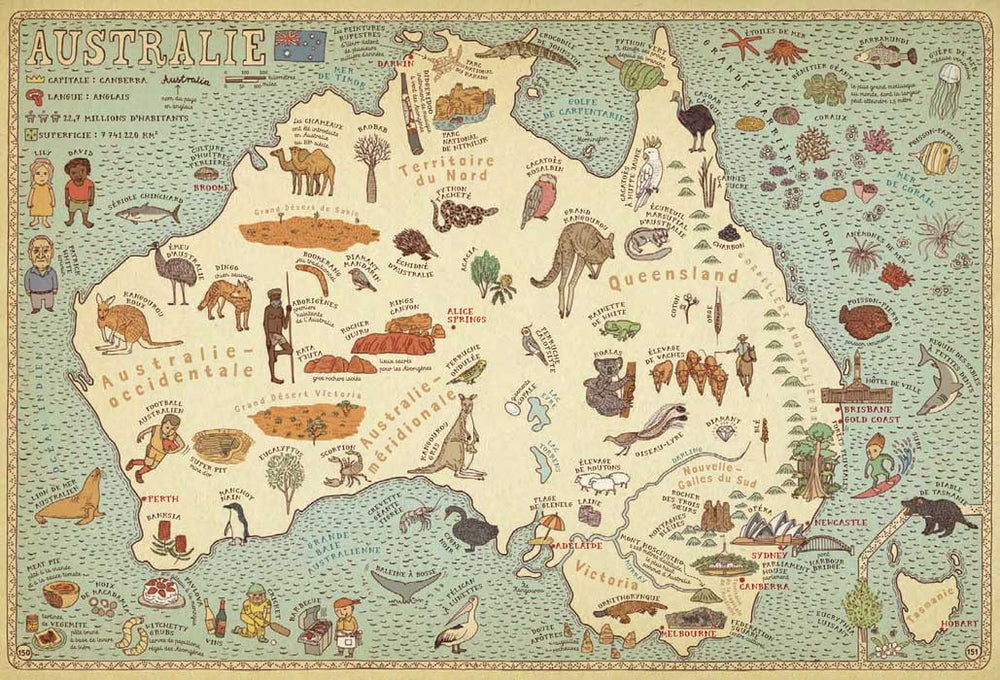 Carte de l'australie du Livre jeunesse Cartes Aleksandra Mizielinska et Daniel Mizielinski
