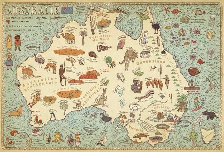 Carte de l'australie du Livre jeunesse Cartes Aleksandra Mizielinska et Daniel Mizielinski