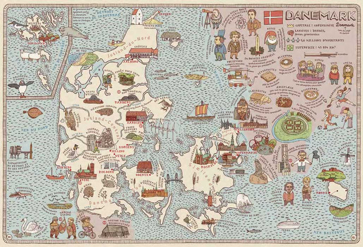 Carte de Danemark du Livre jeunesse Cartes Aleksandra Mizielinska et Daniel Mizielinski