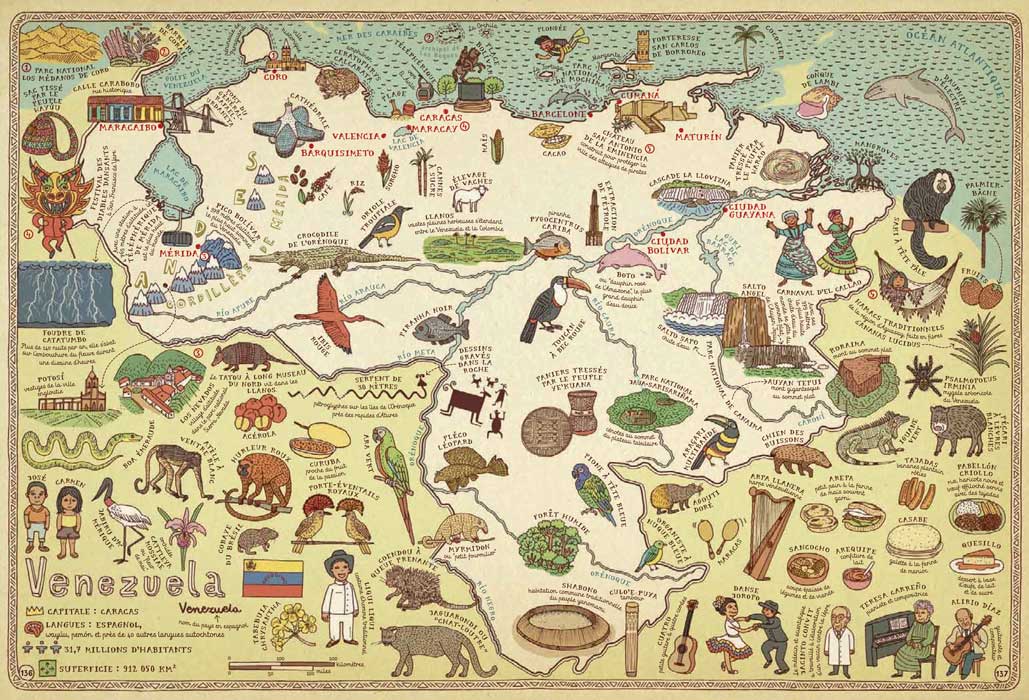 Carte du Venezuela du Livre jeunesse Cartes Aleksandra Mizielinska et Daniel Mizielinski