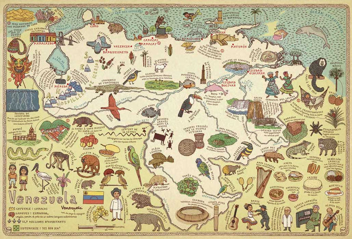 Carte du Venezuela du Livre jeunesse Cartes Aleksandra Mizielinska et Daniel Mizielinski