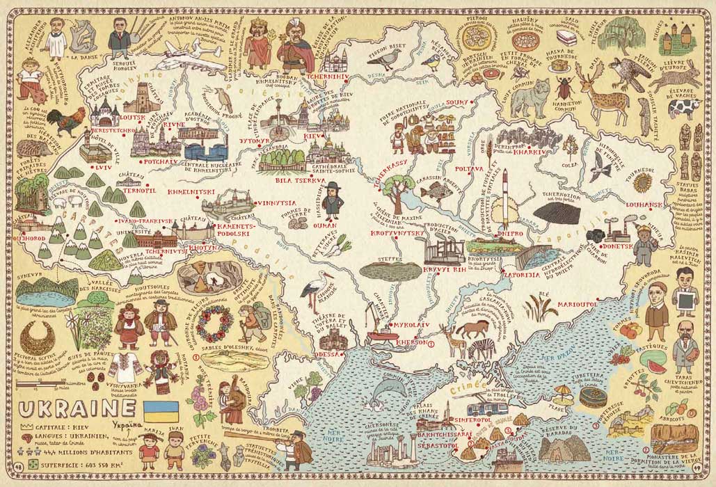 Carte de l'Ukraine du Livre jeunesse Cartes Aleksandra Mizielinska et Daniel Mizielinski