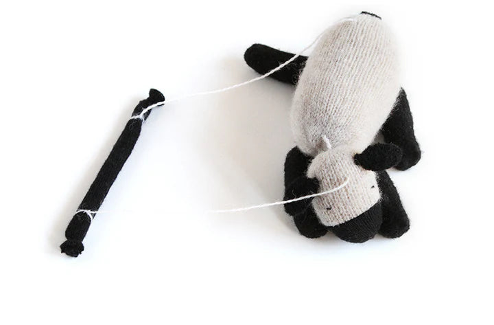 Marionnette mouton à fil en laine gris pâle et noir 