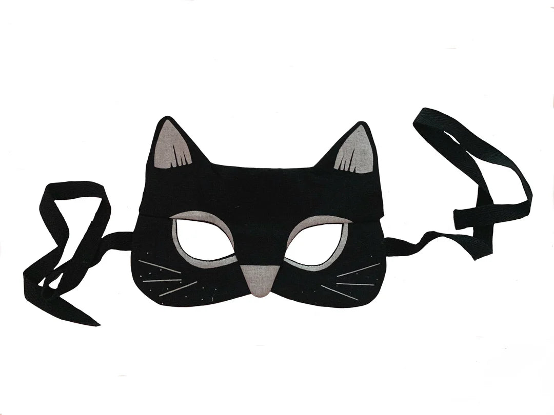 Masque chat noir en lin et coton