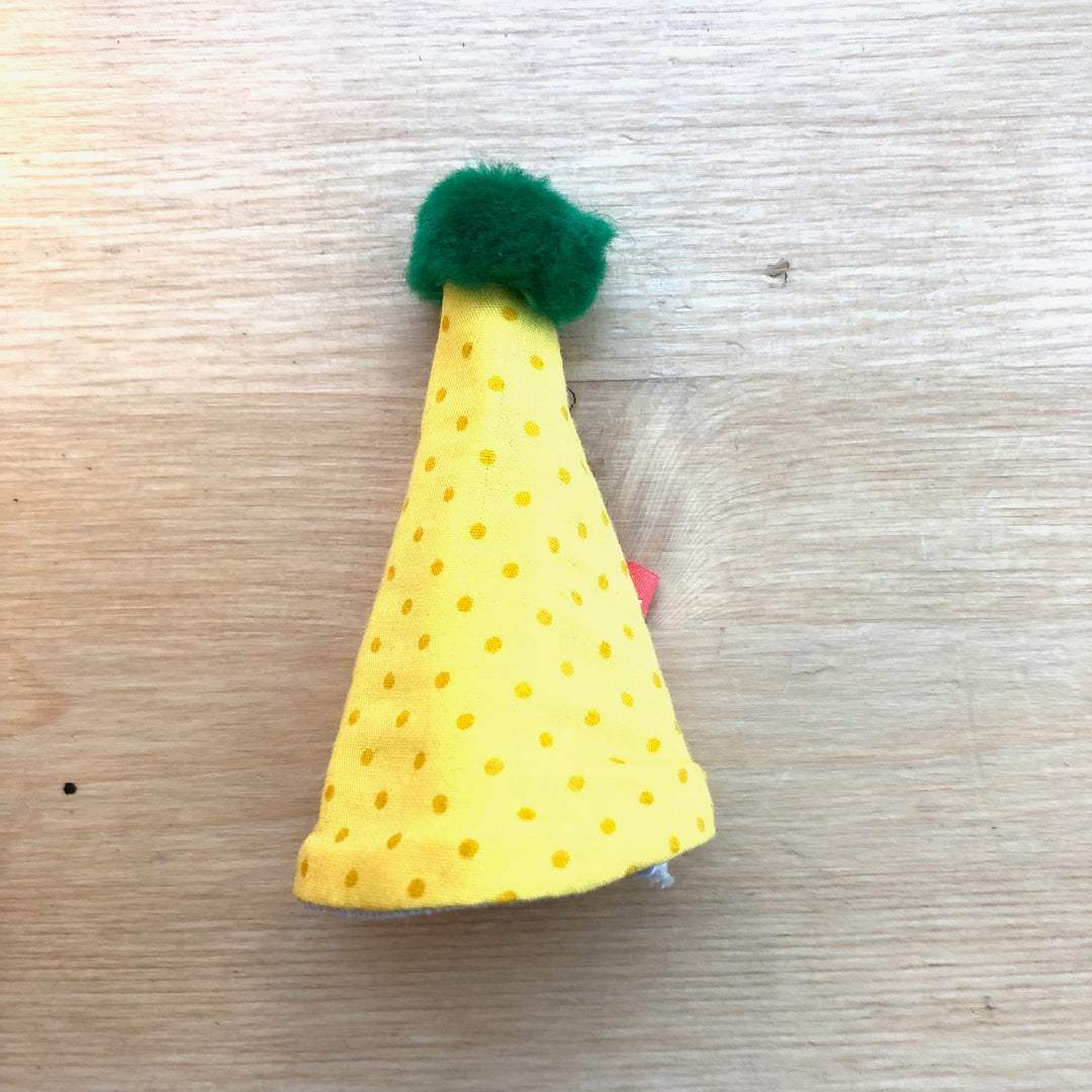 Mini chapeau de fête en tissu pois jaunes