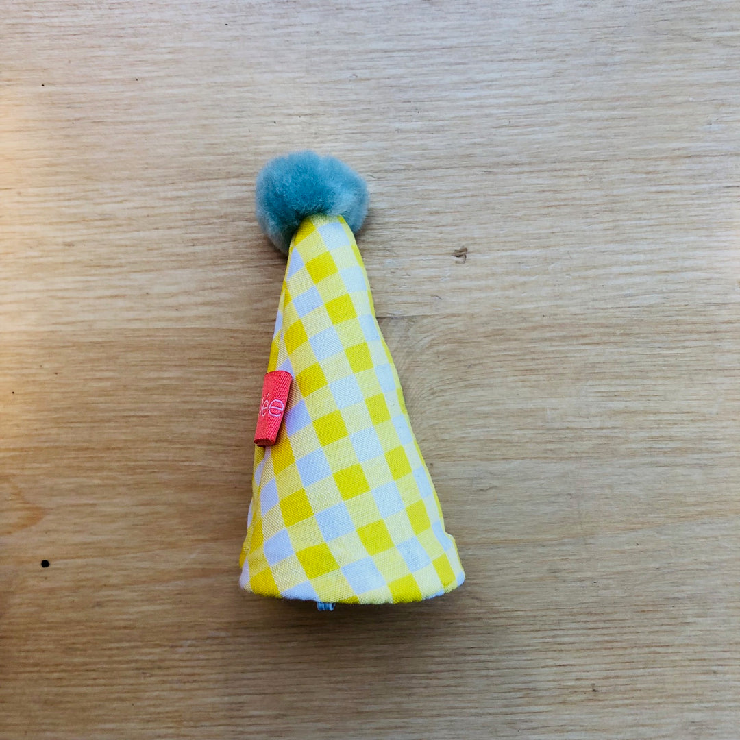 Mini chapeau de fête en tissu ghingham jaune