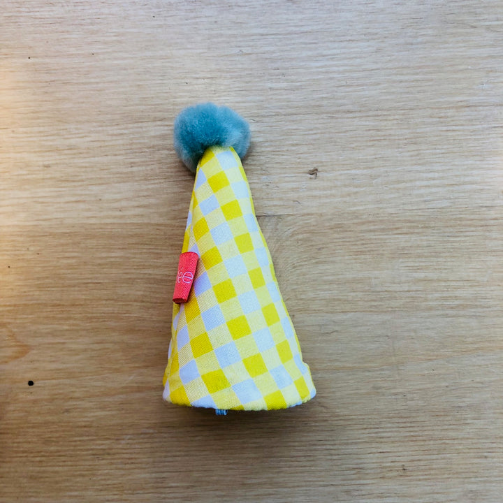 Mini chapeau de fête en tissu ghingham jaune