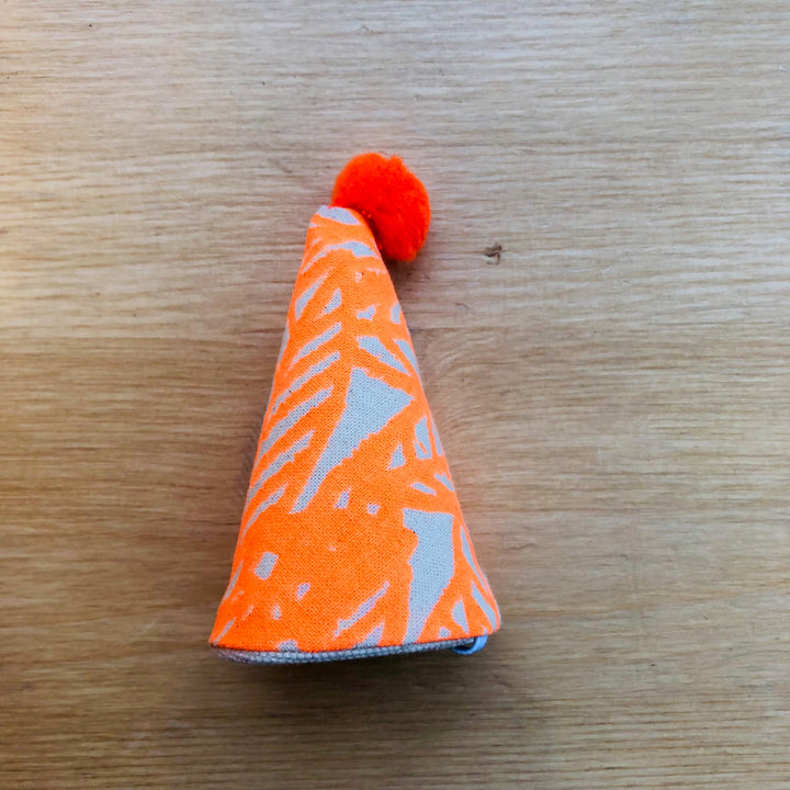 Mini chapeau de fête en tissu orange fluo