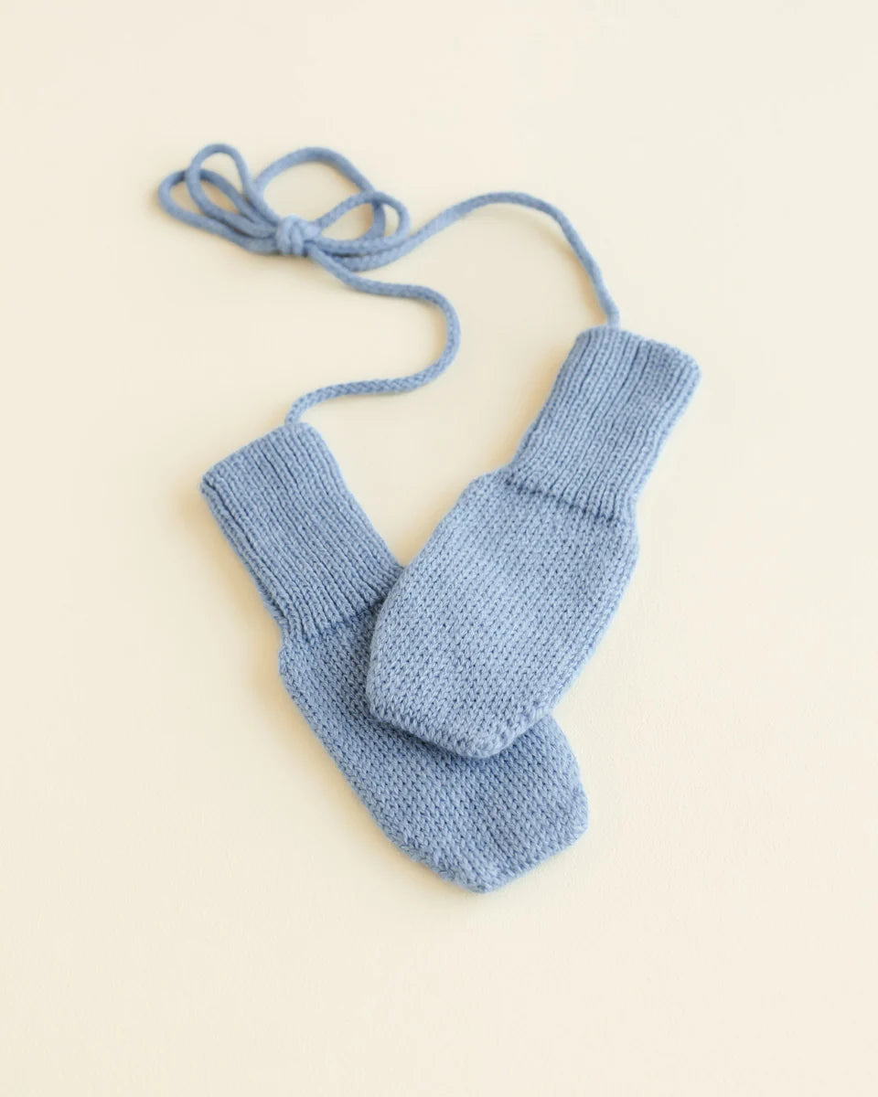 Mitaines Hvid en laine mérinos bleu pâle