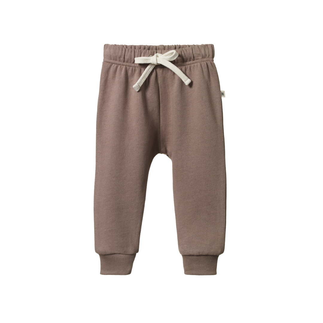 Pantalon jogging en coton ouaté brun