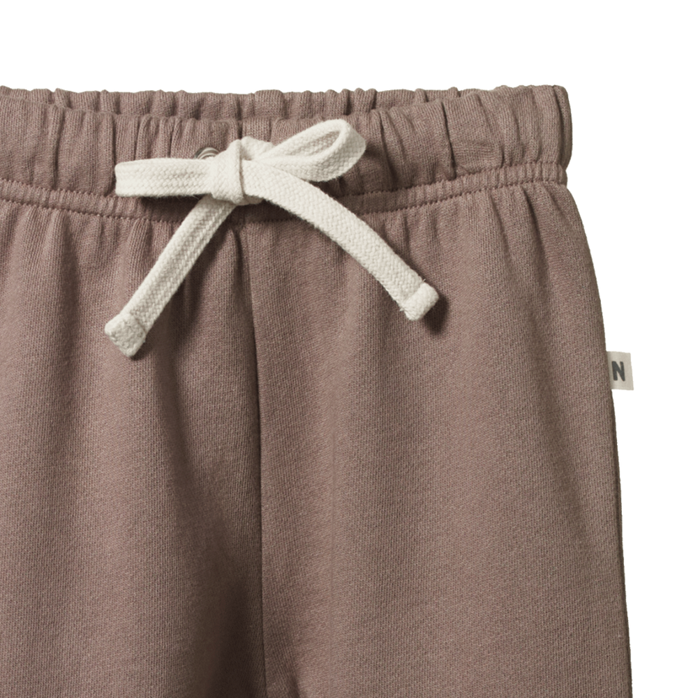 Pantalon jogging en coton ouaté brun