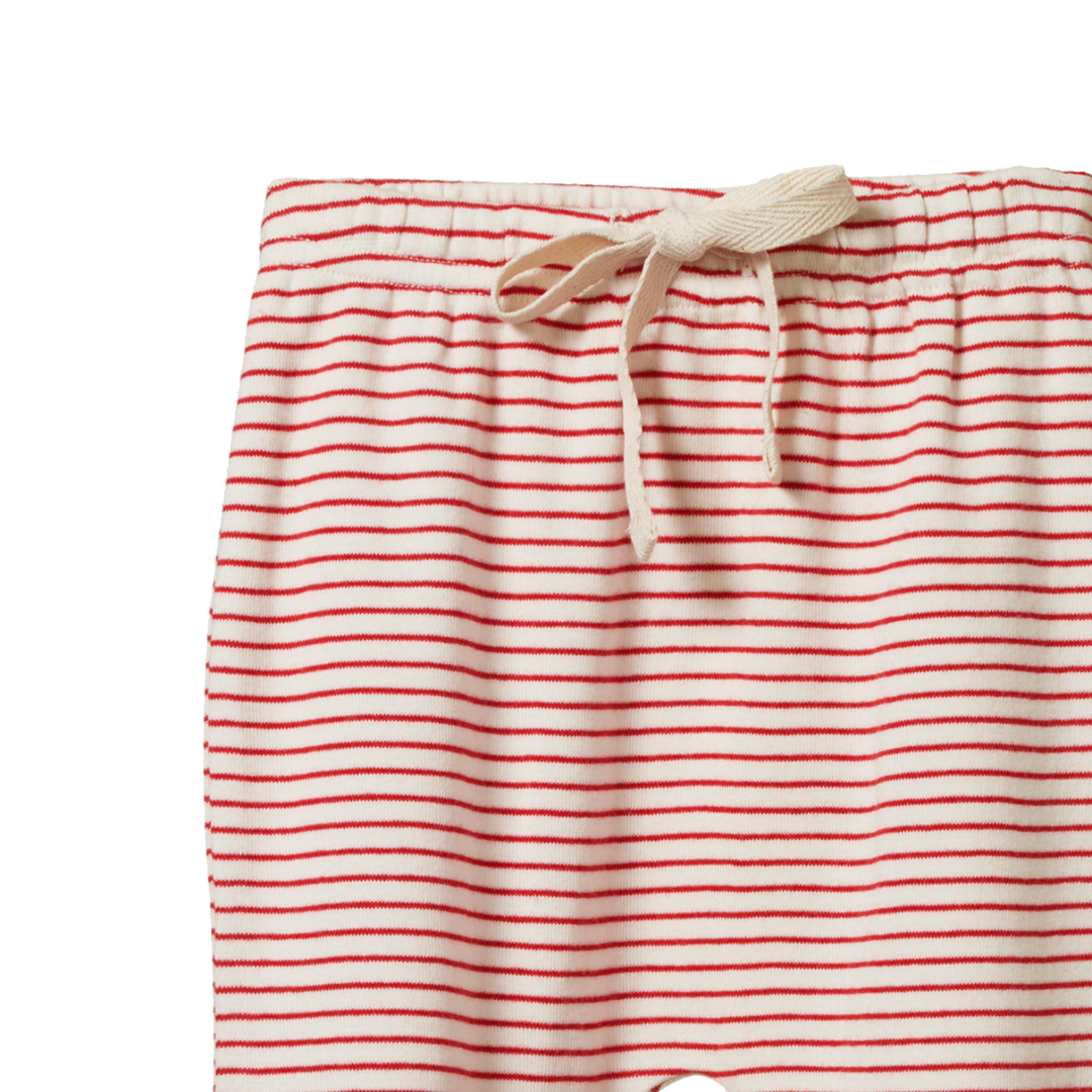 Pantalon à pattes en coton rayé rouge