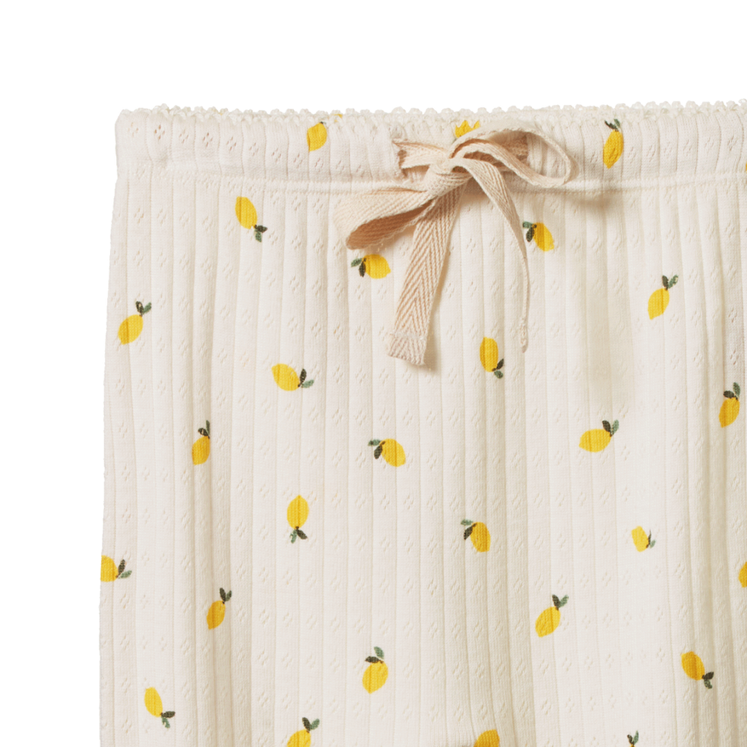 Détail de Pantalon à pattes pointelle avec imprimé citron