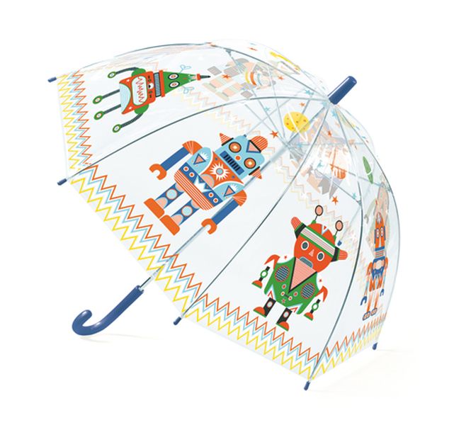 Parapluie en plastique transparent avec illustrations robots  Robots