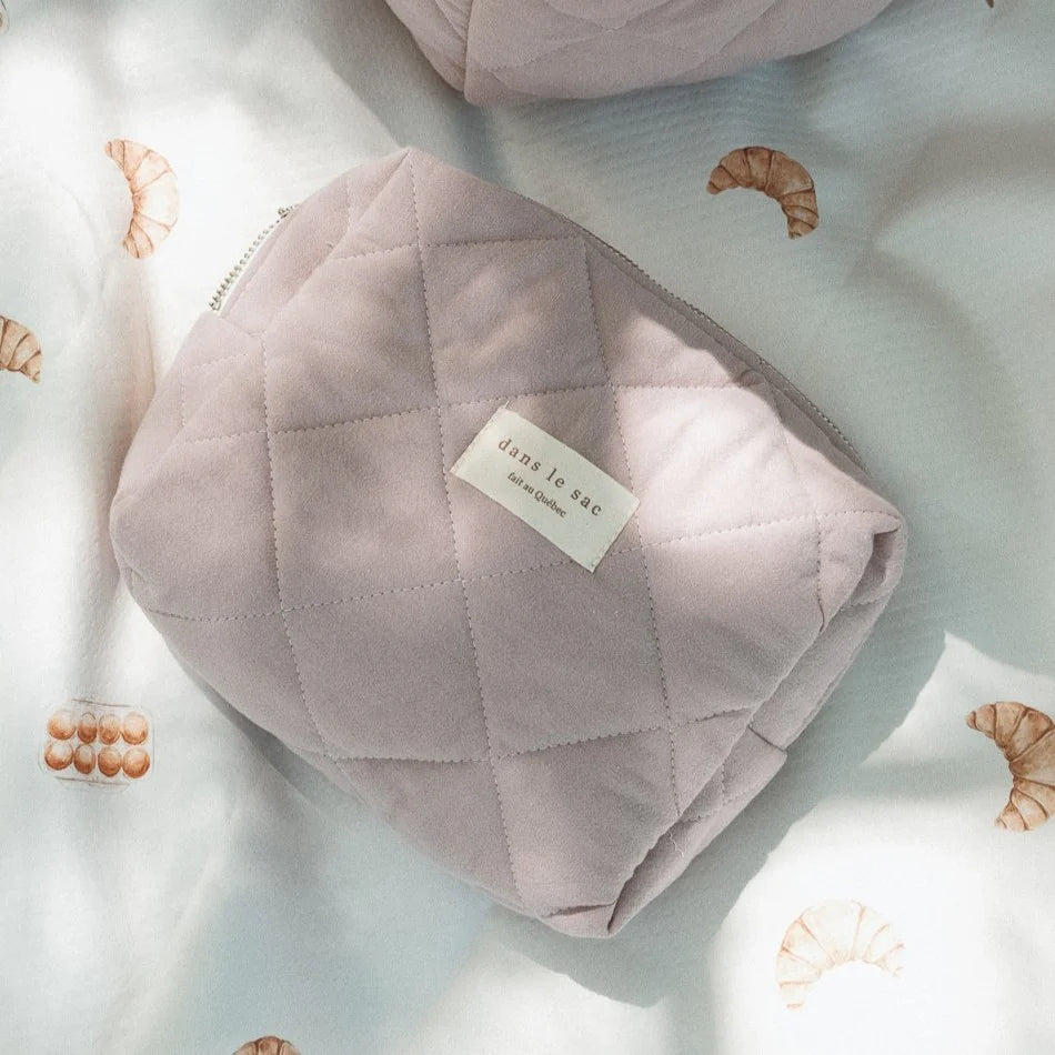 Pochette matelassée en coton lilas