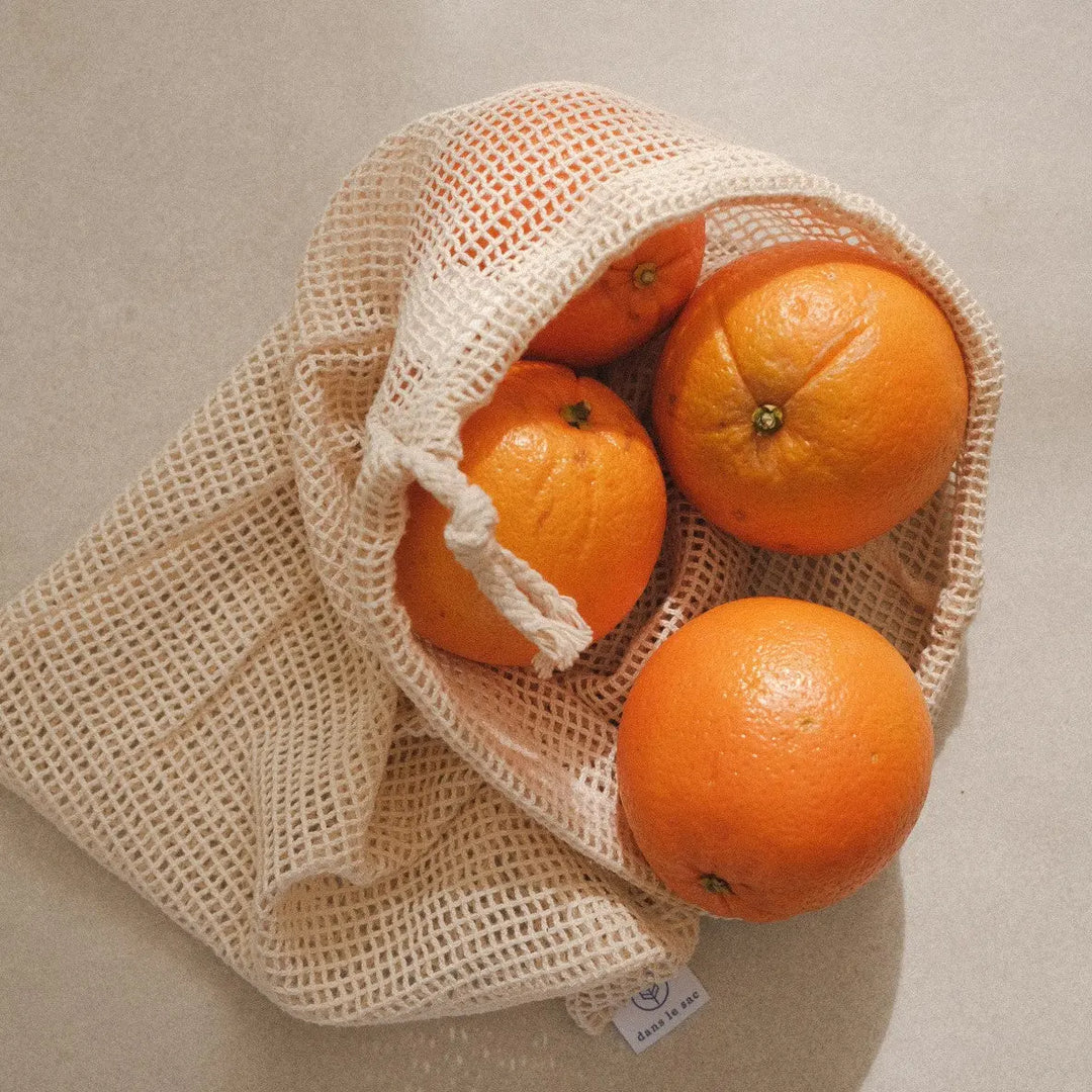 Sac en filet de coton  avec des oranges