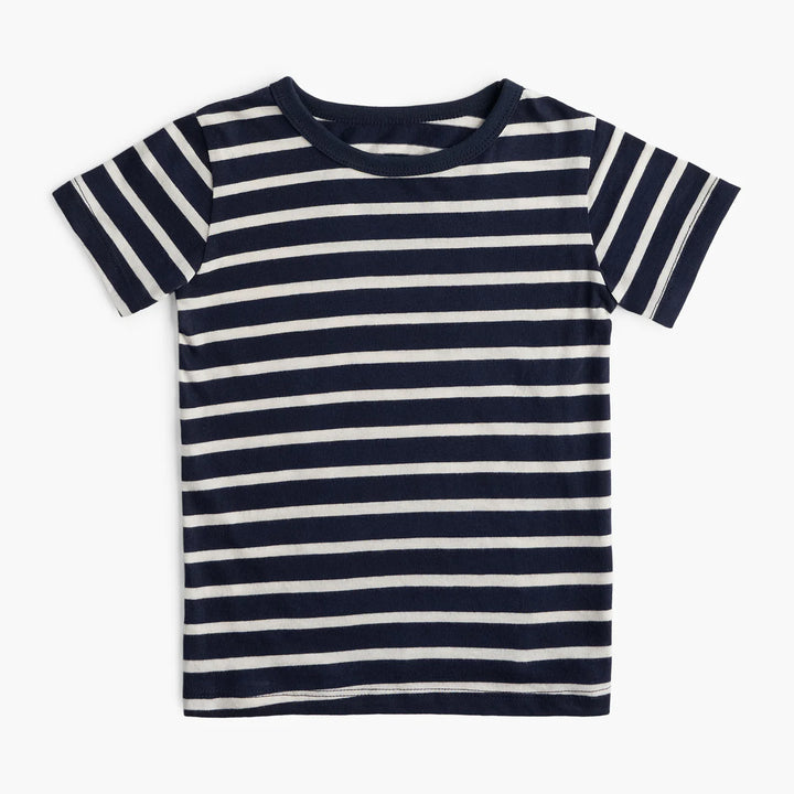 T shirt pour enfant en coton rayé bleu et blanc