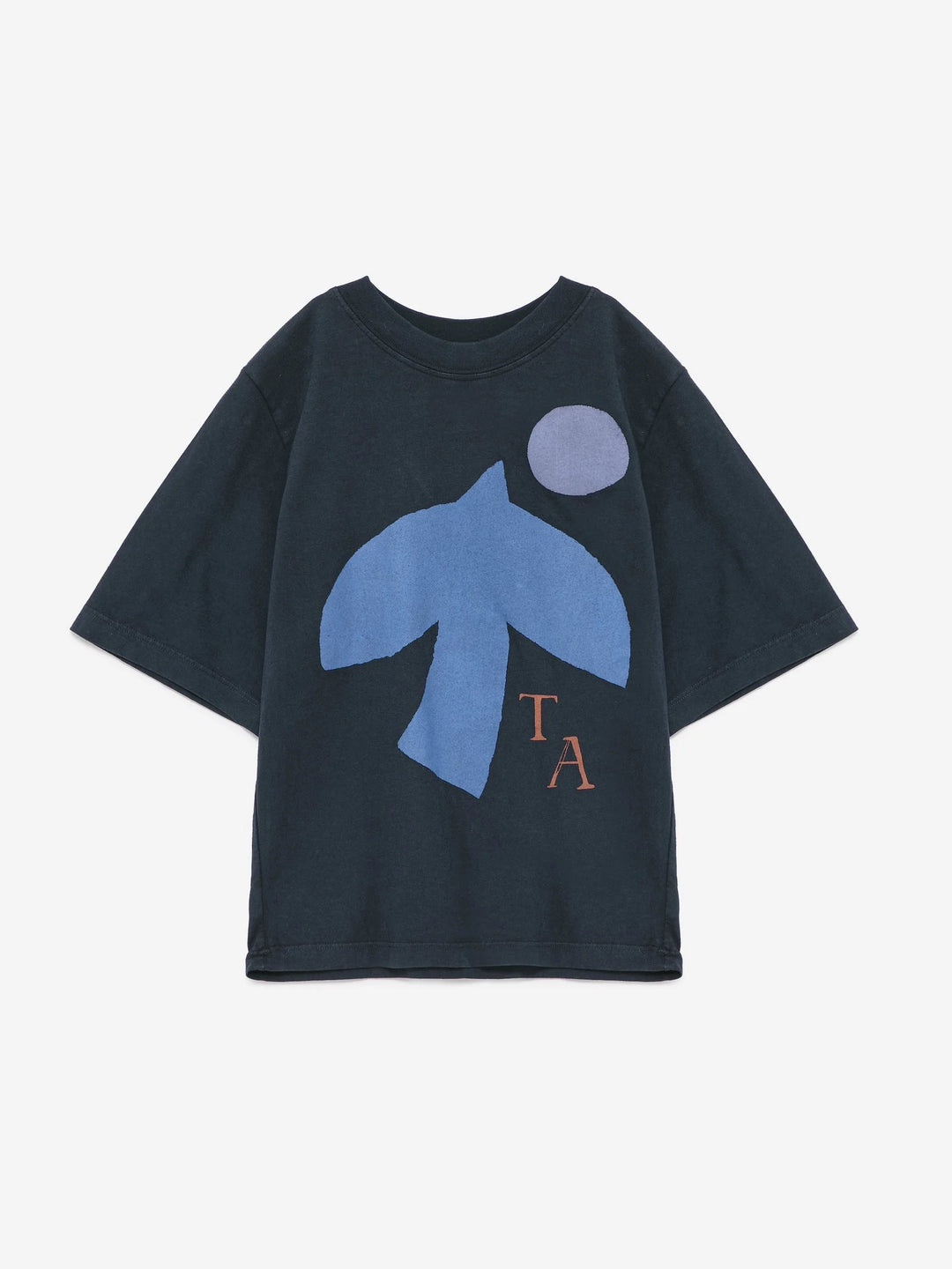 T-shirt pour enfant en coton bleu marin avec imprimé oiseau bleu