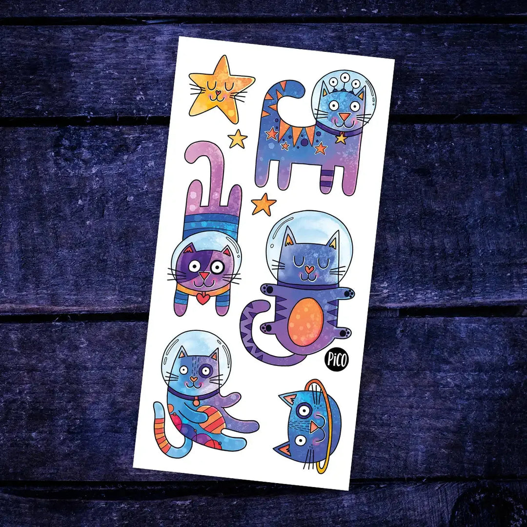 Tatouages temporaires Les chats de l'espace