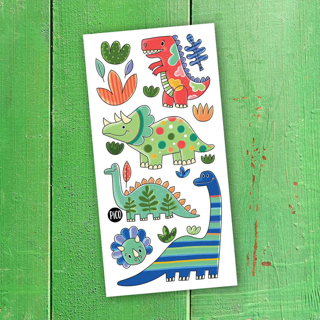 Tatouages temporaires Les dinos colorés