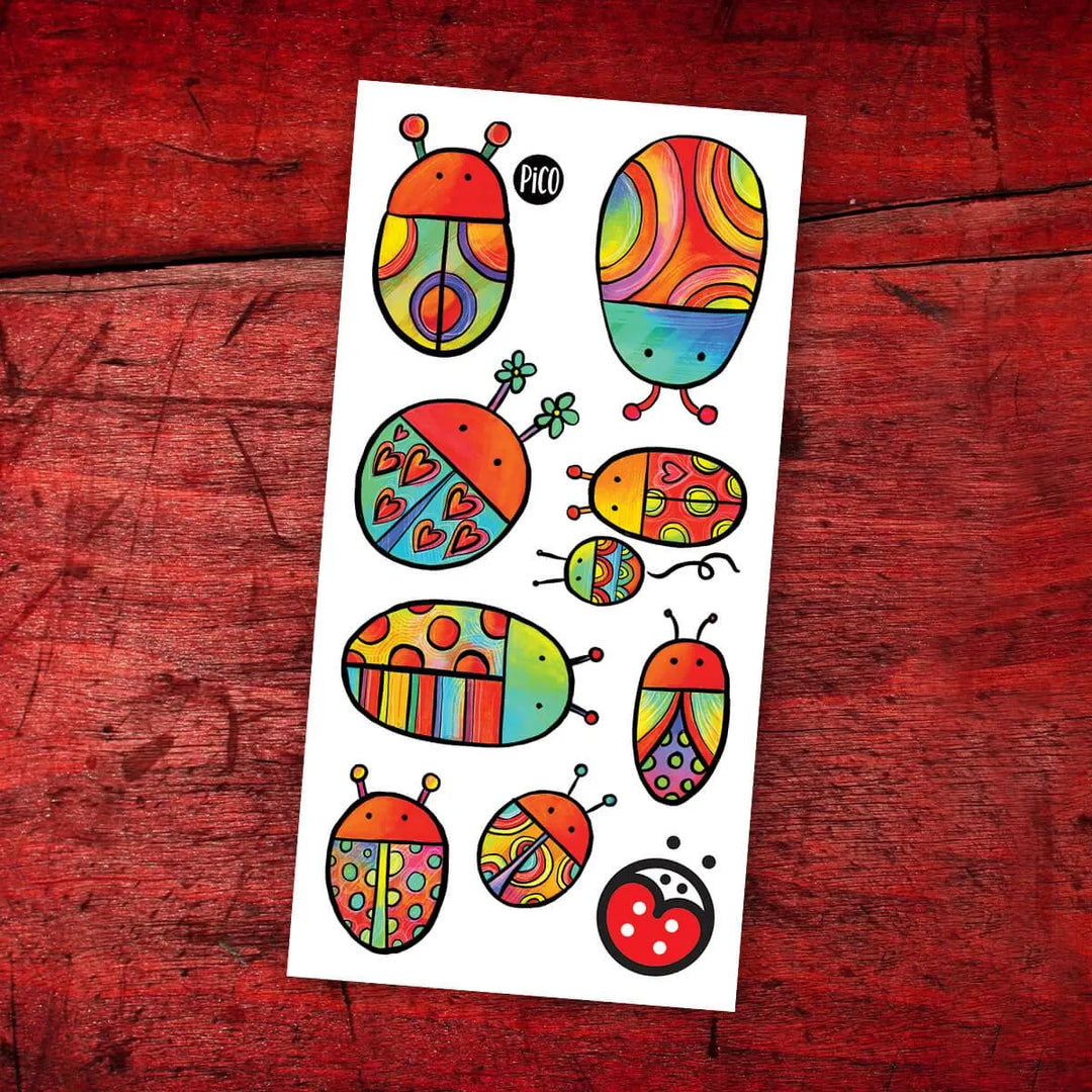 Tatouages temporaires Les coccinelles colorées