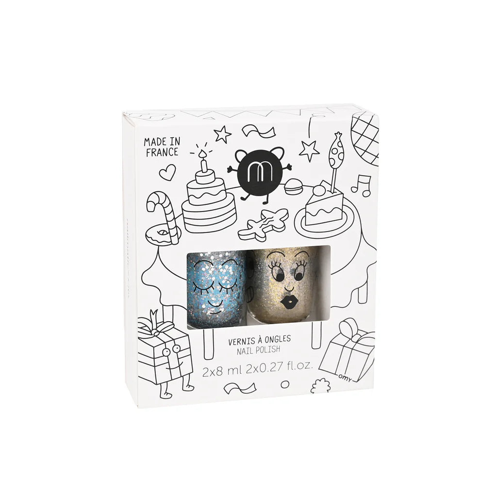 Coffret de 2 vernis à ongles Nailmatic bleu  et argent pailletés