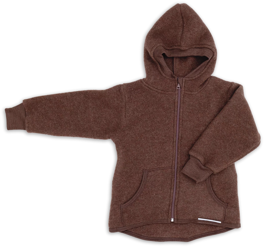 Veste à capuche et fermeture éclair en mérinos Cannelle