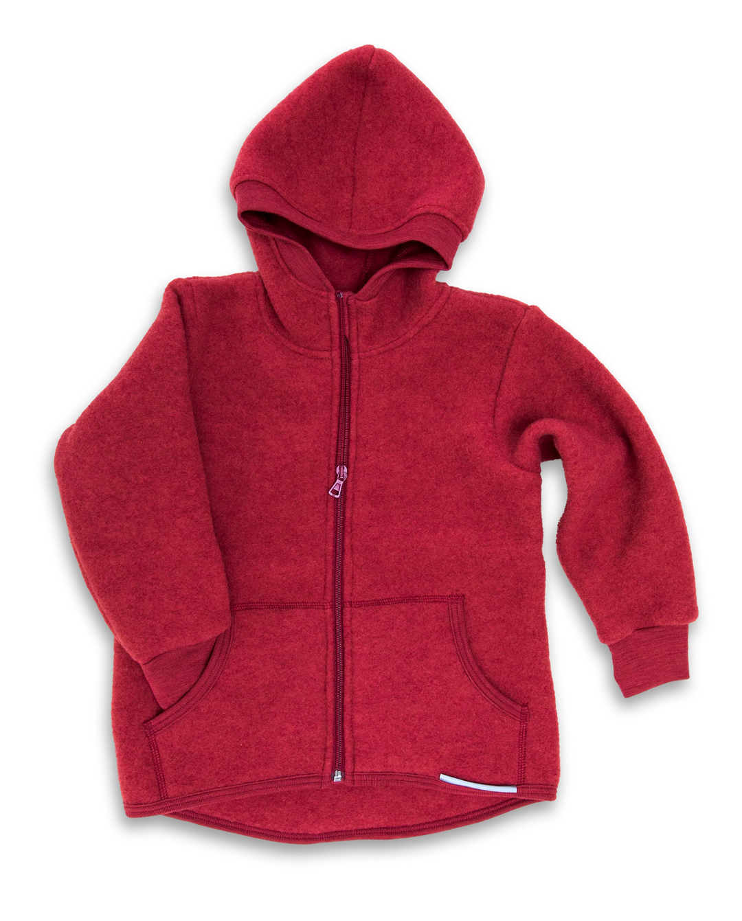 Veste à capuche en mérinos rouge