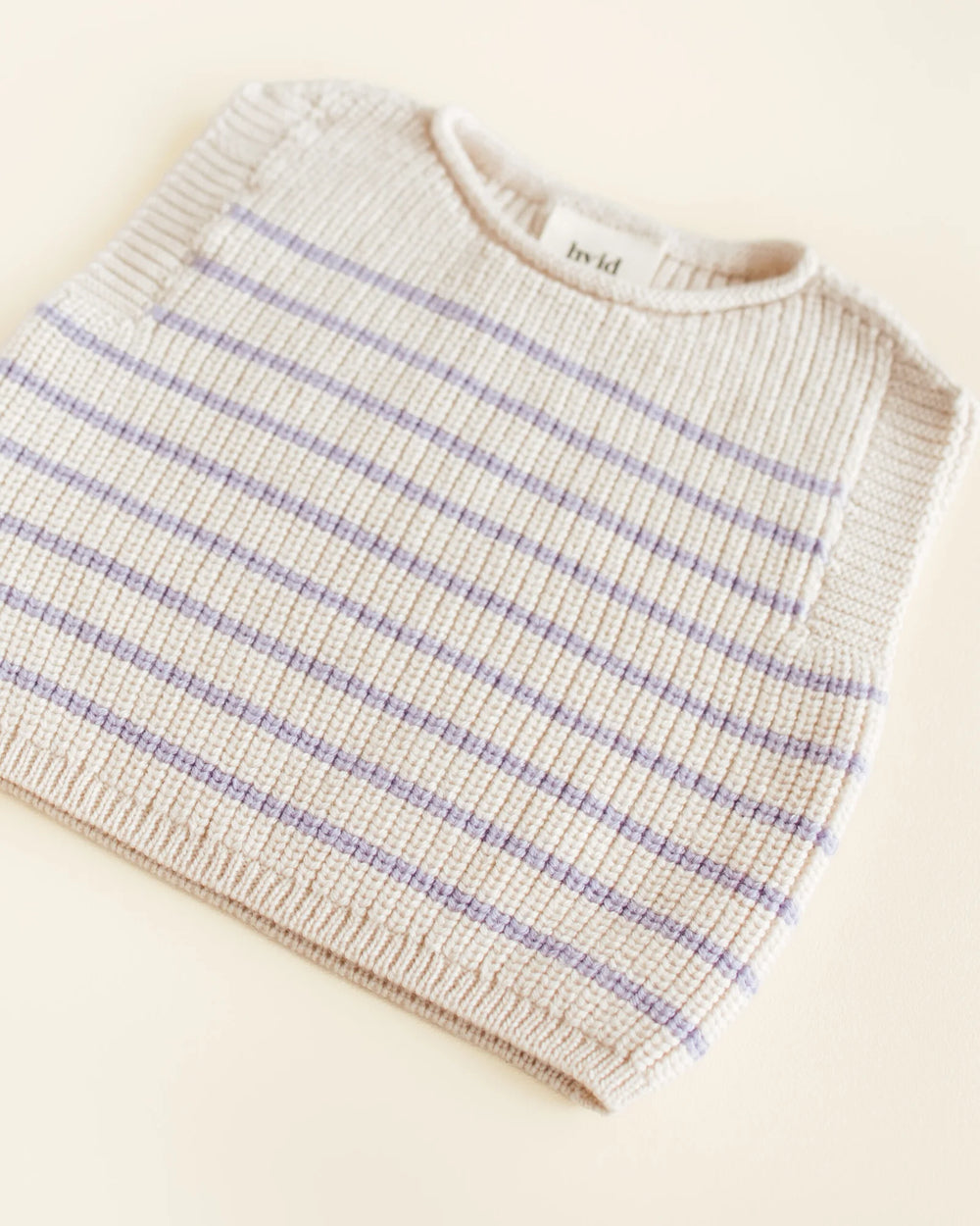 Veste Hvid en laine mérinos rayé Crème et Lilas