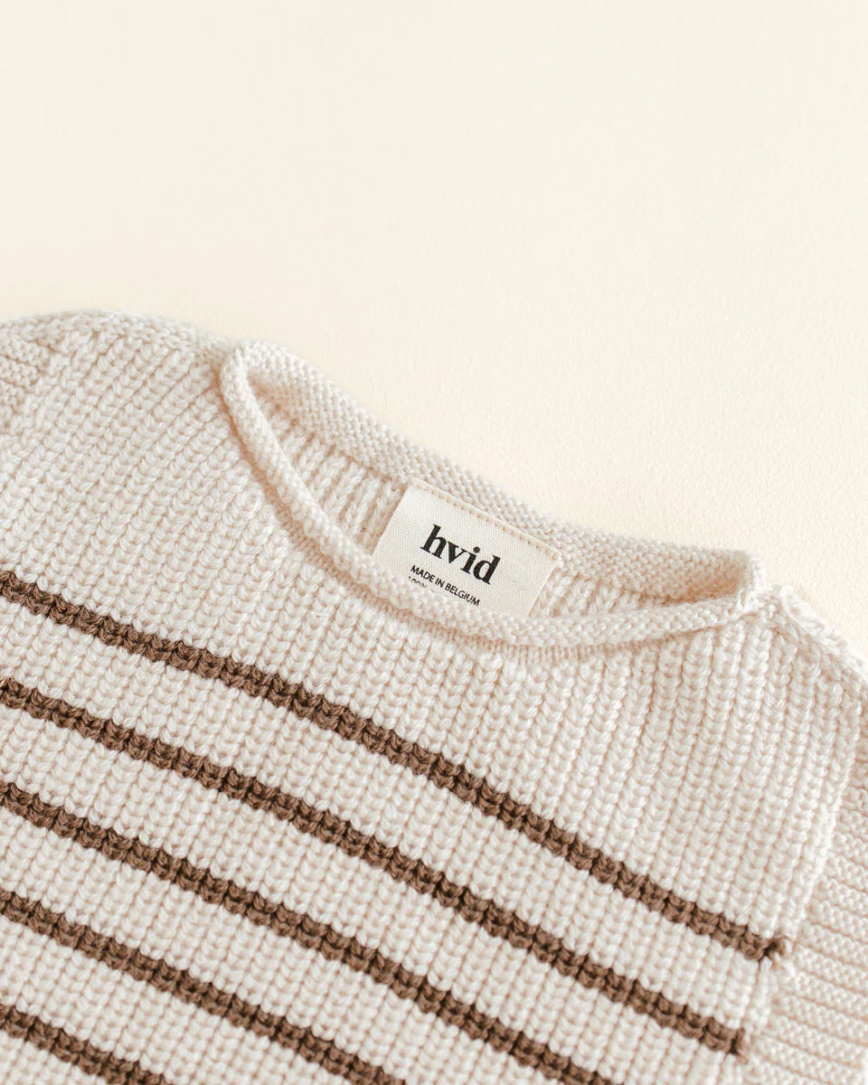 Veste Hvid en laine mérinos rayé Crème et Moka