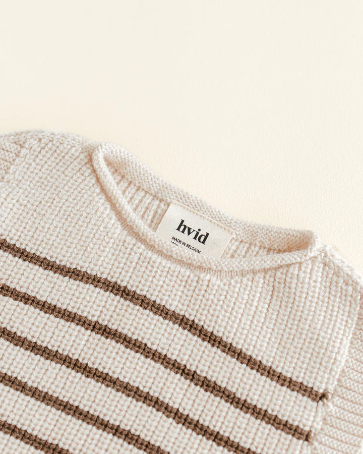 Veste Hvid en laine mérinos rayé Crème et Moka