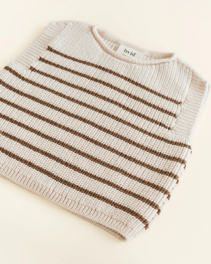 Veste Hvid en laine mérinos rayé Crème et Moka