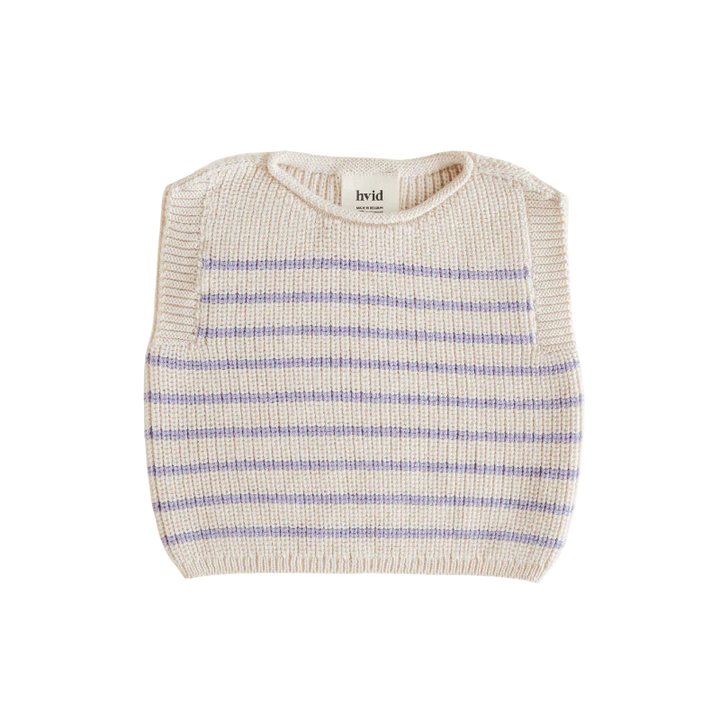 Veste Hvid en laine mérinos rayé Crème et Lilas
