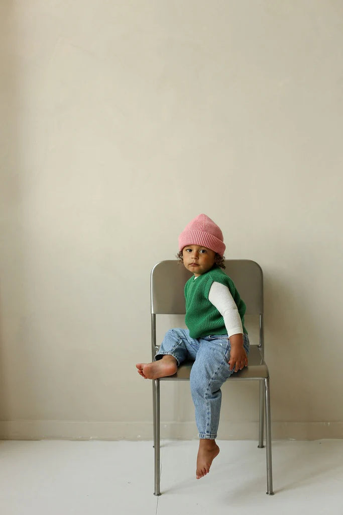 Garçon avec Veste Hvid pour enfant en laine mérinos verte