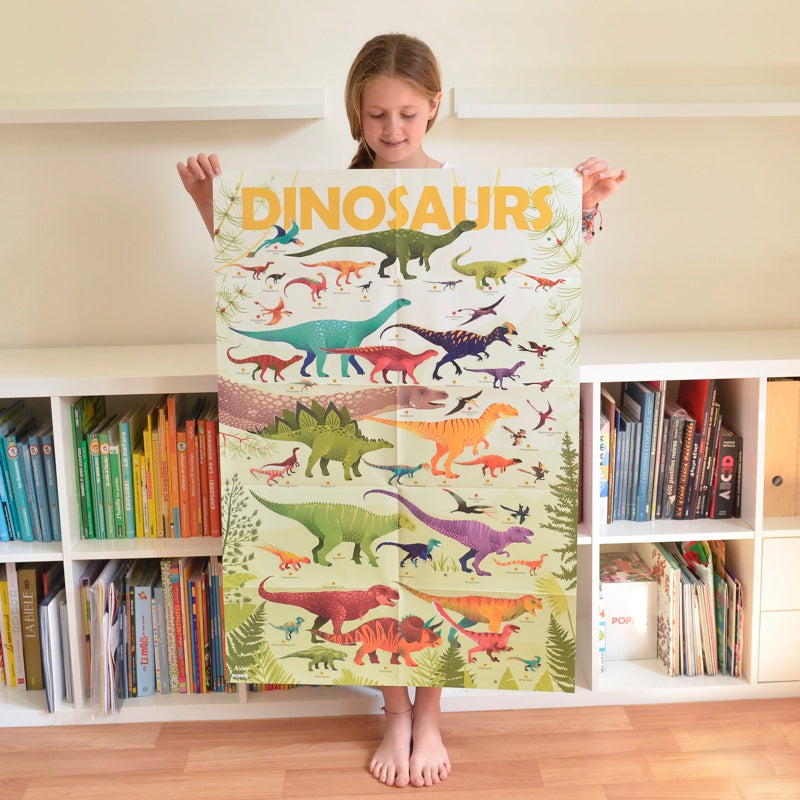 Affiche découverte et autocollants repositionnables - Dinosaures