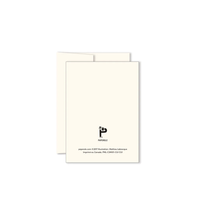 Verso de Paperole Mini carte de souhaits Cui cui et enveloppe blanche 