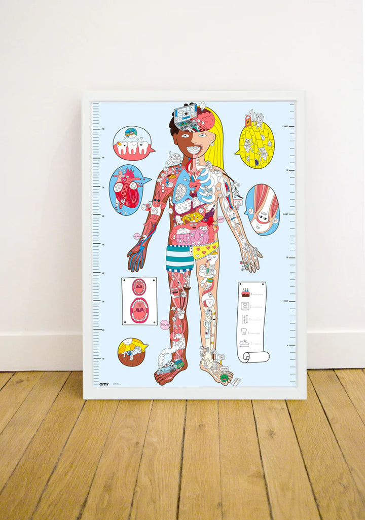Omy Affiche géante à décorer + Autocollants - Mon corps