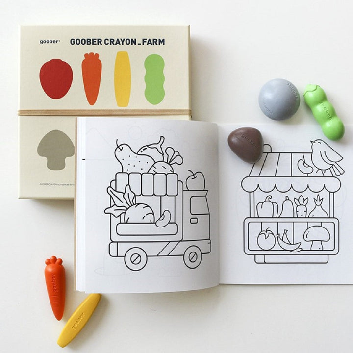 moon picnic goober crayons farm ferme with coloring book