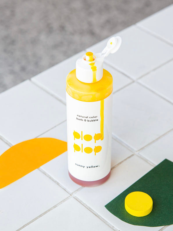 bottle of plop plop bubble bath by nahthing project in sunny yellow