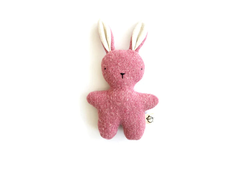 Ouistitine Peluche Lapin en laine Rose texturé
